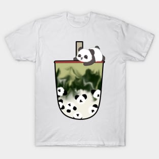 Panda Matcha Boba Milk Tea T-Shirt